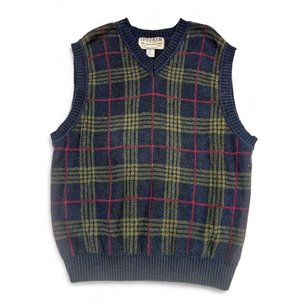 Ivy Crew‎ Classics Men's Plaid V-Neck Sweater Vest XL